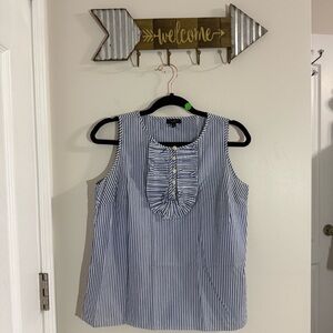 Talbots Blue and White Striped Sleeveless Blouse Small Petite
